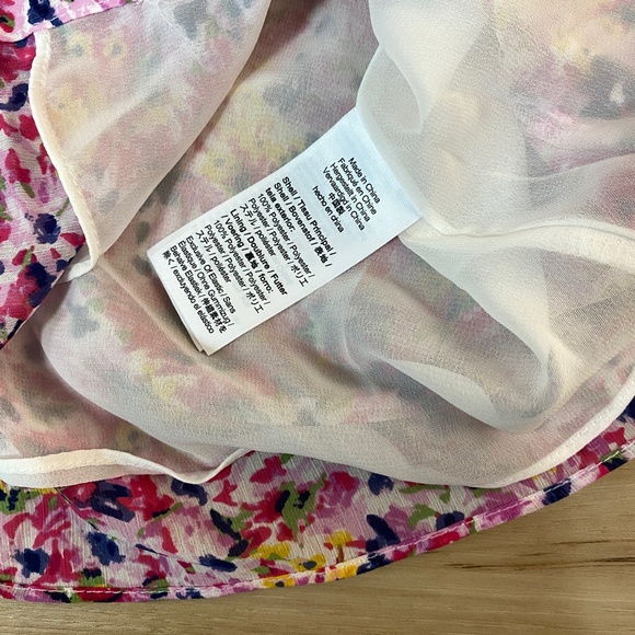 J Crew Top Womens XS Cap-sleeve soft gauze chiffon top in floral fields - Picture 5 of 6